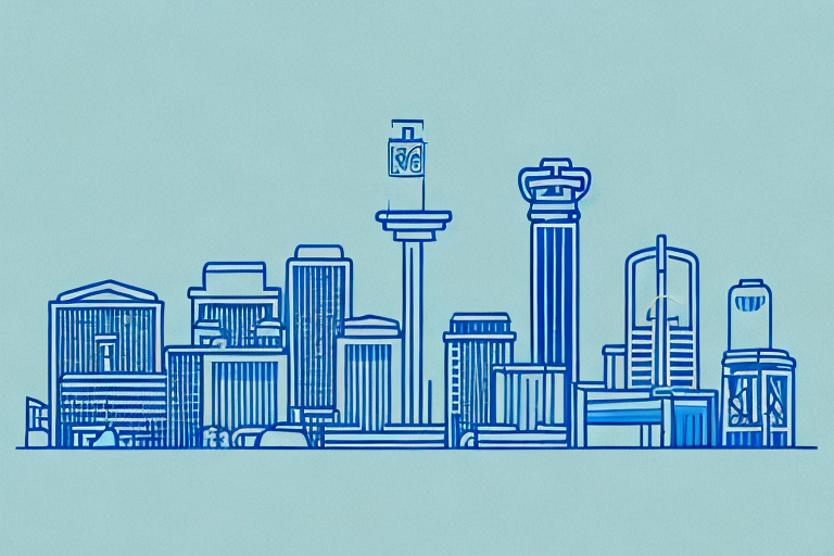 The boise city skyline with a balanced scale in the foreground