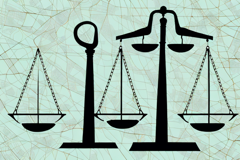 The scales of justice balanced on a map of tulsa