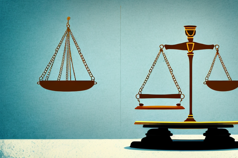 A symbolic balance scale where one side holds a truck and the other side holds a gavel
