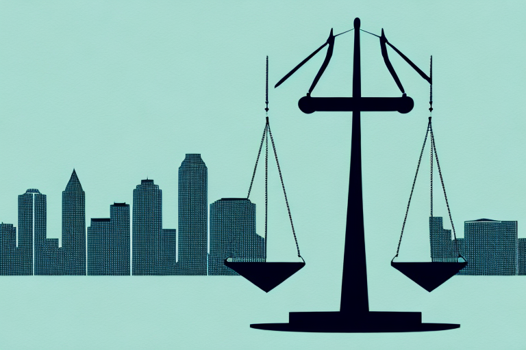 The milwaukee skyline with a balance scale