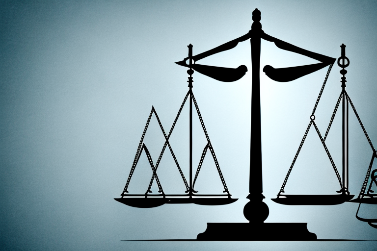 The scales of justice balancing a house and a heart