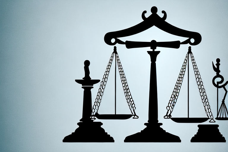 A balanced scale with a gavel on one side and a family symbol (like a house) on the other
