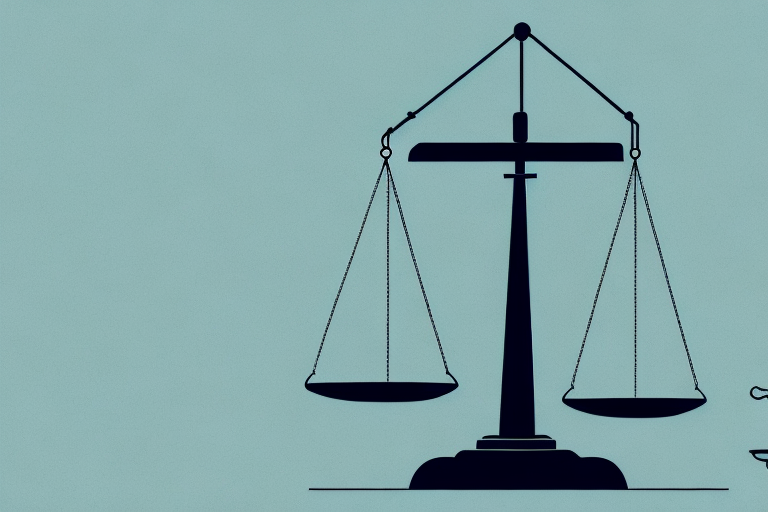 The alaskan landscape with a balance scale symbolizing law and justice prominently placed in the foreground