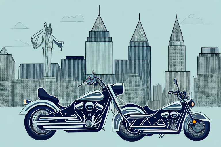 A motorcycle near the iconic new orleans skyline