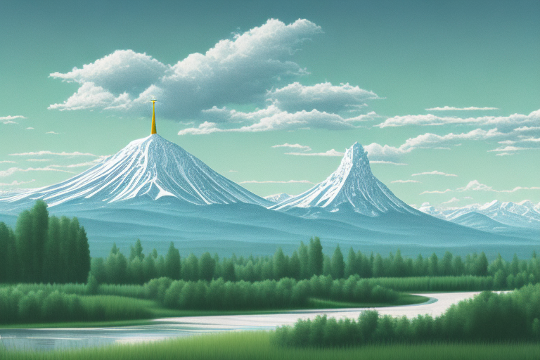The idaho falls landscape with a symbolic scale of justice subtly integrated into the scenery