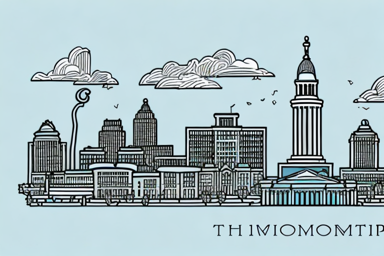 The richmond cityscape with iconic landmarks subtly embedded with symbols of scales