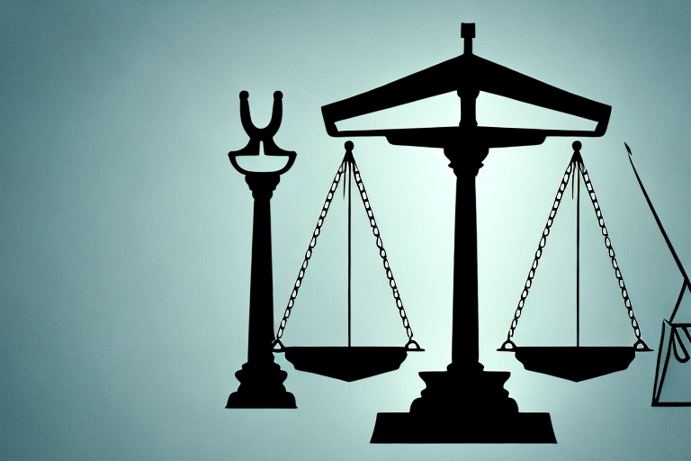 A balance scale where one side is heavier with a symbol of a workplace (such as a desk or a briefcase) and the other side has a symbol of justice (like a gavel or a justice statue)
