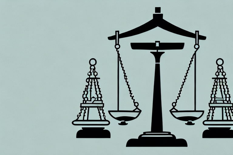 A balanced scale with a symbol of law (like a gavel) on one side and a symbol of austin
