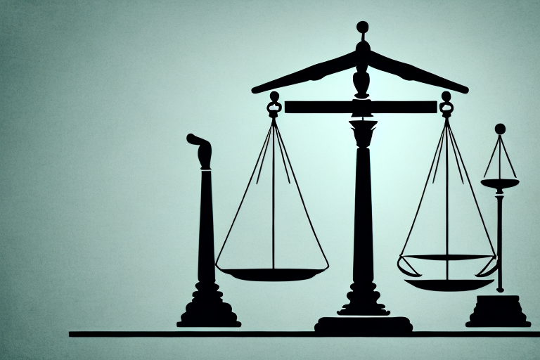 A balance scale where one side is heavier with a gavel