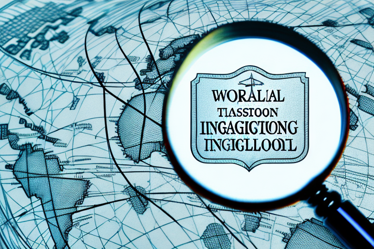 A magnifying glass hovering over a world map