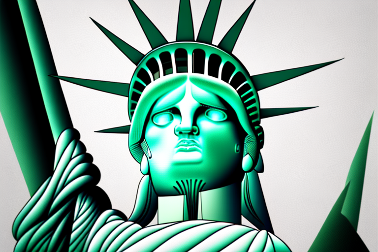 The statue of liberty holding a scale of justice