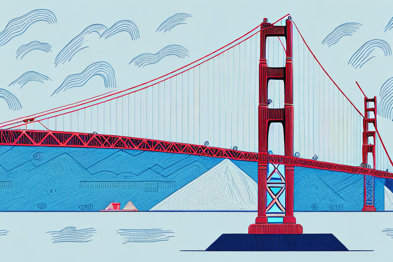 The golden gate bridge with a balance scale on one side