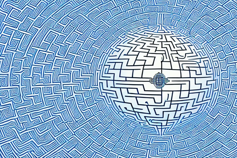 A symbolic key navigating through a maze shaped like the state of kansas