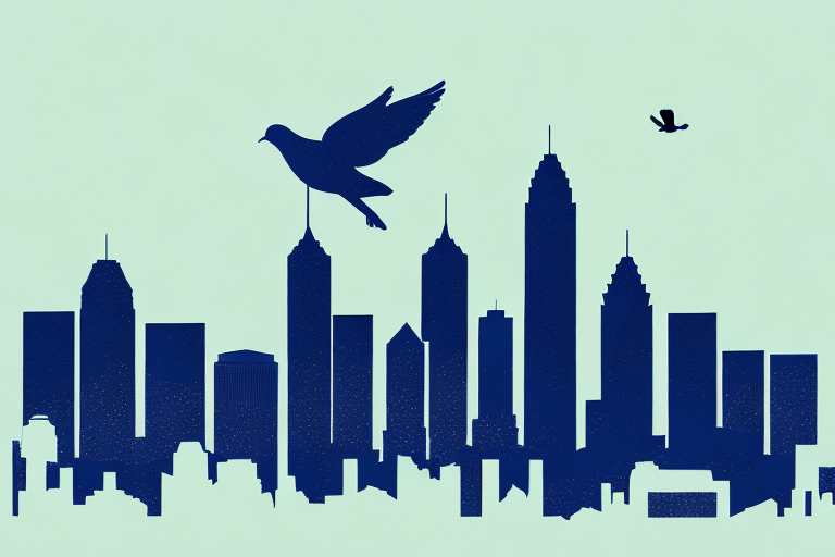 The atlanta skyline with a balanced scale