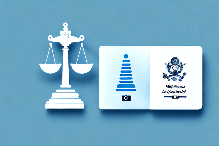 A balanced scale with a family silhouette on one side and a passport on the other