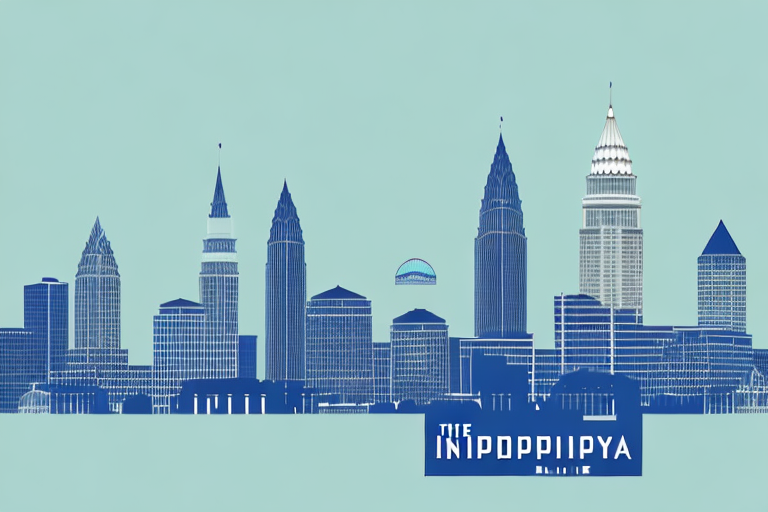 The indianapolis skyline with a balanced scale