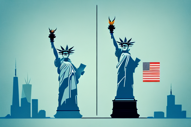 The statue of liberty holding a balance scale