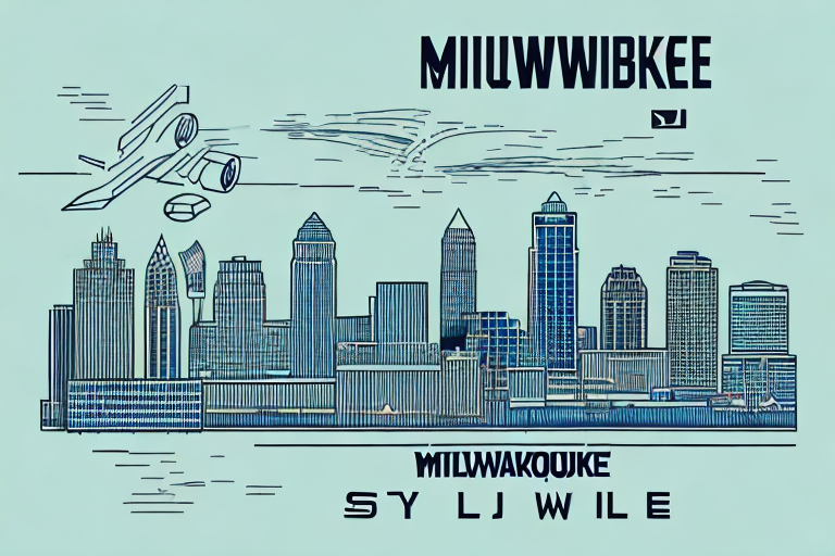 The milwaukee city skyline with a symbolic justice scale integrated into the design