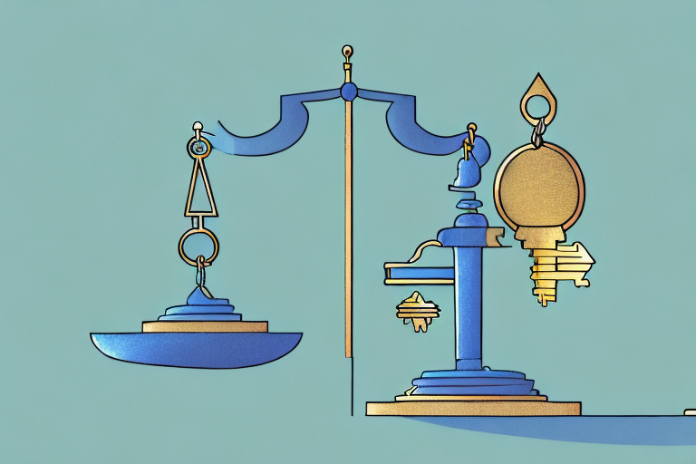 A symbolic balance scale where one side is weighted down by a golden key