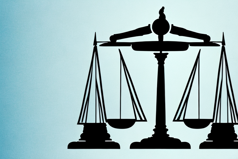 A balanced scale with a gavel on one side and a silhouette of the odessa