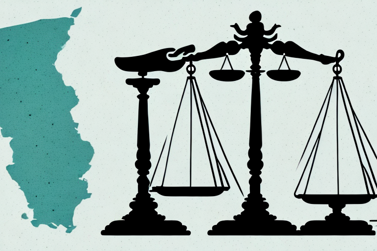 A balanced scale on top of a map of rhode island