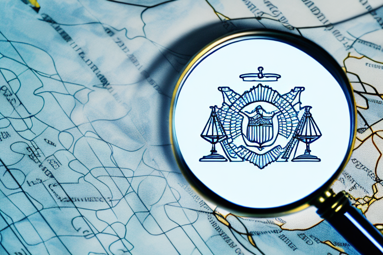 A magnifying glass hovering over a map