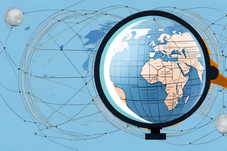 A globe with various immigration routes highlighted