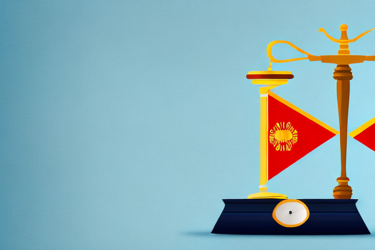 A symbolic balance scale with a philippine flag on one side and a legal gavel on the other