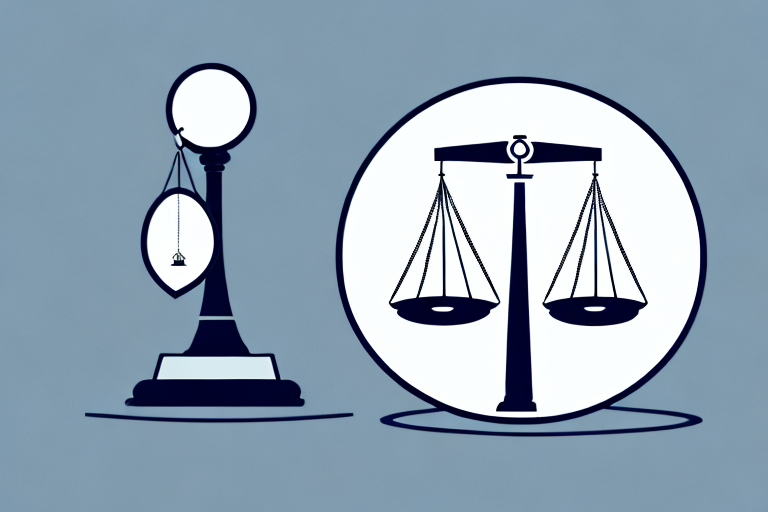 A balanced scale with an ip (intellectual property) symbol on one plate and legal documents on the other