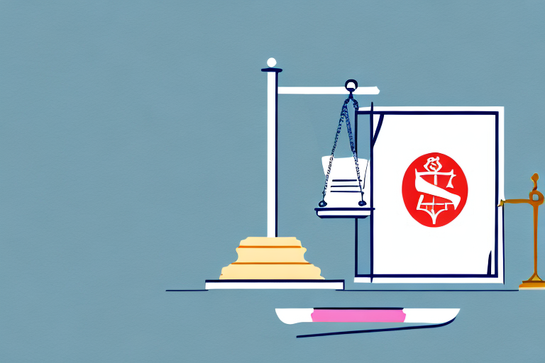 A symbolic justice scale on a doorstep
