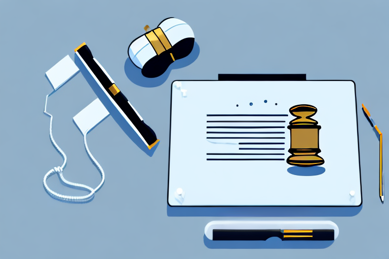 A computer mouse with a gavel on one side and a set of law books on the other