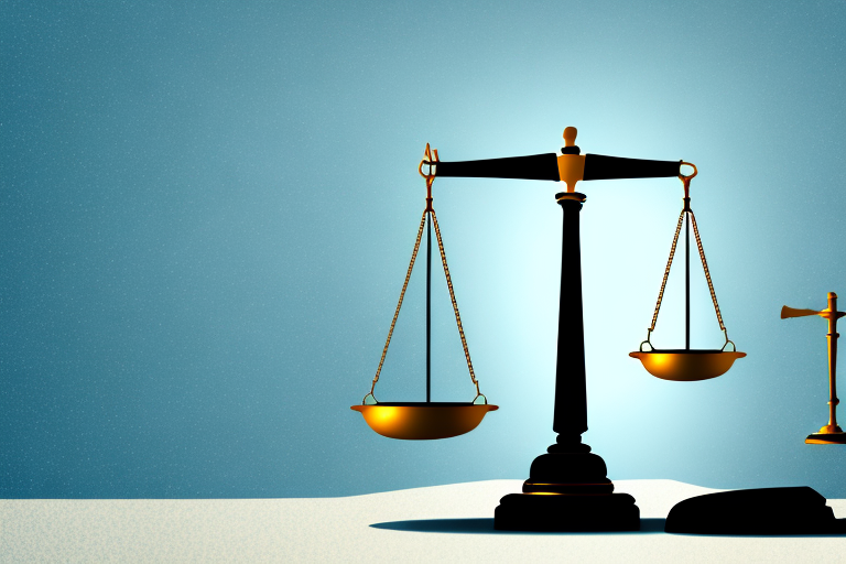 A car accident scene with a gavel and a balance scale symbolizing justice