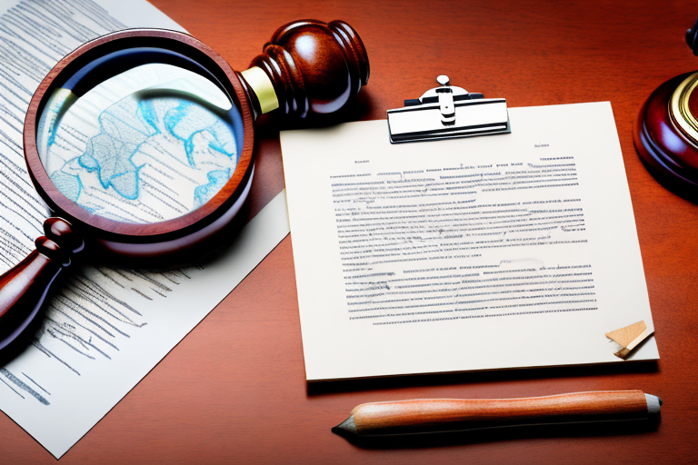A traditional wooden gavel resting on a stack of legal documents