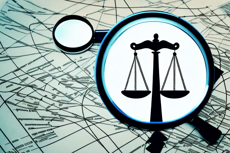 A balanced scale of justice placed on a map