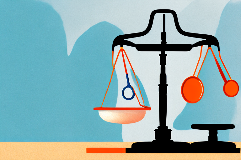 A symbolic balance scale with a stethoscope on one side and a gavel on the other