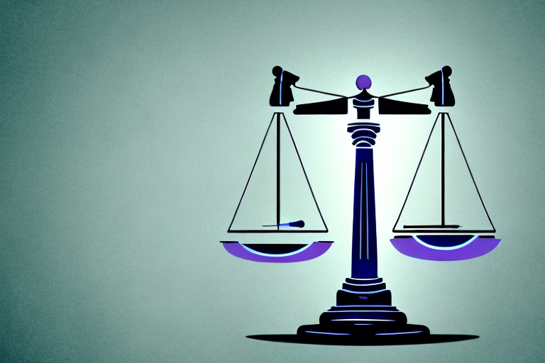 A symbolic balance scale where one side holds a medical symbol such as a caduceus and the other side holds a gavel