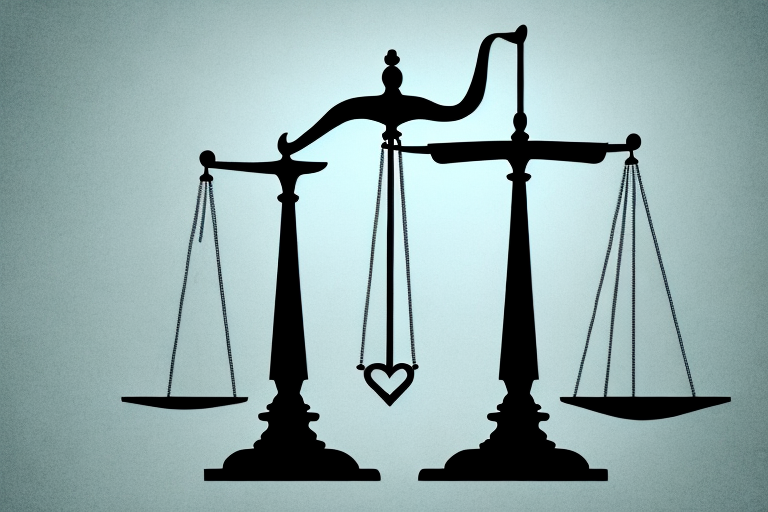 A balanced scale where one side holds a heart symbolizing love and loss