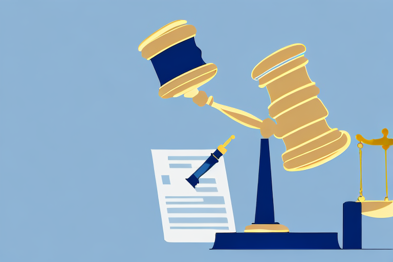 A sand timer with a gavel and legal documents