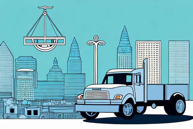 A truck on a baltimore cityscape background