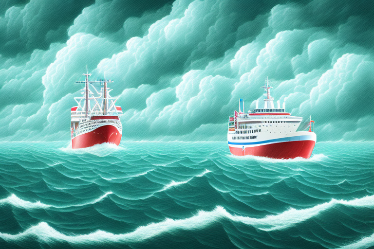 A maritime scene in houston with a large ship on high seas