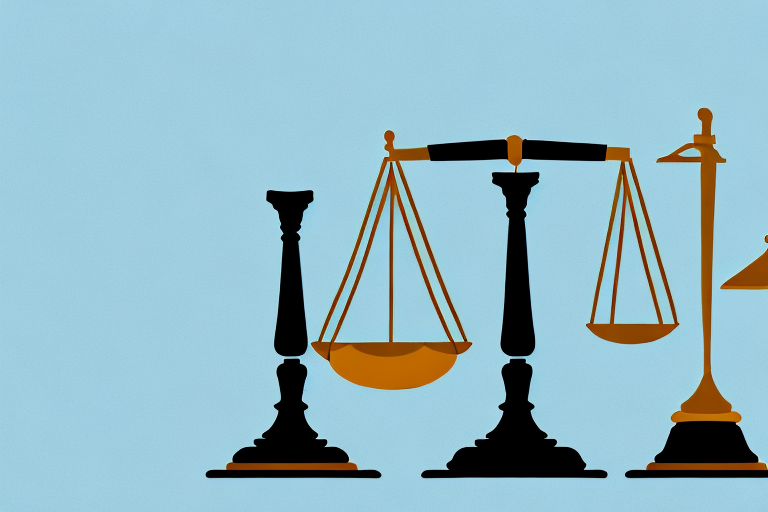 A balanced scale with a gavel on one side and a medical kit on the other