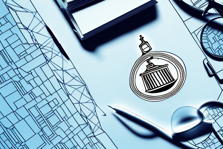 A magnifying glass hovering over a cityscape