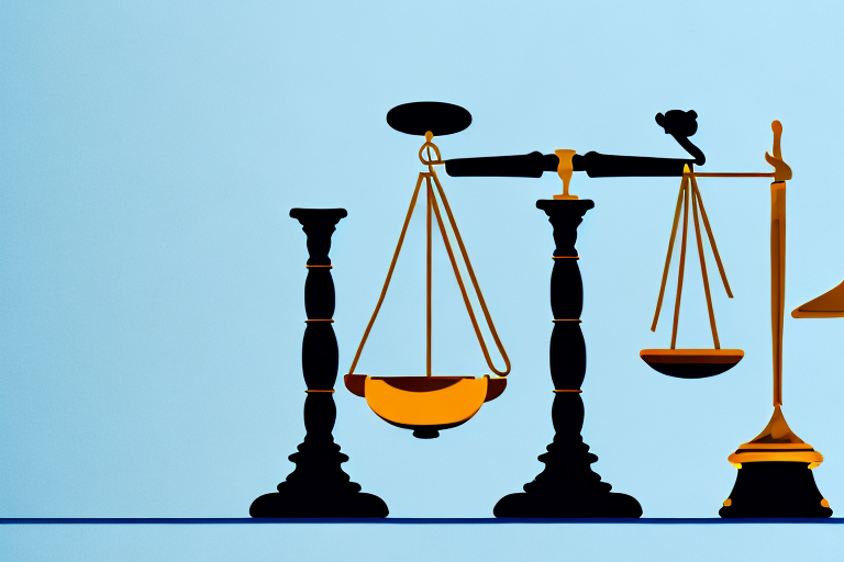 A balanced scale with a gavel on one side and a medical kit on the other