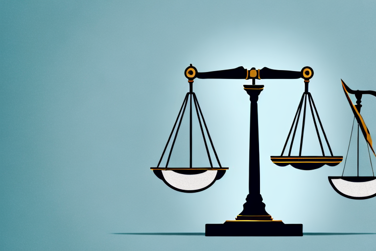 A balanced scale with a bandaged gavel on one side and a cityscape of gardena on the other