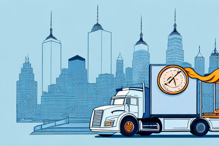 A brooklyn cityscape with a semi-truck prominently displayed