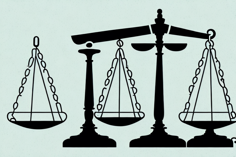 A balanced scale of justice placed on a rhode island map