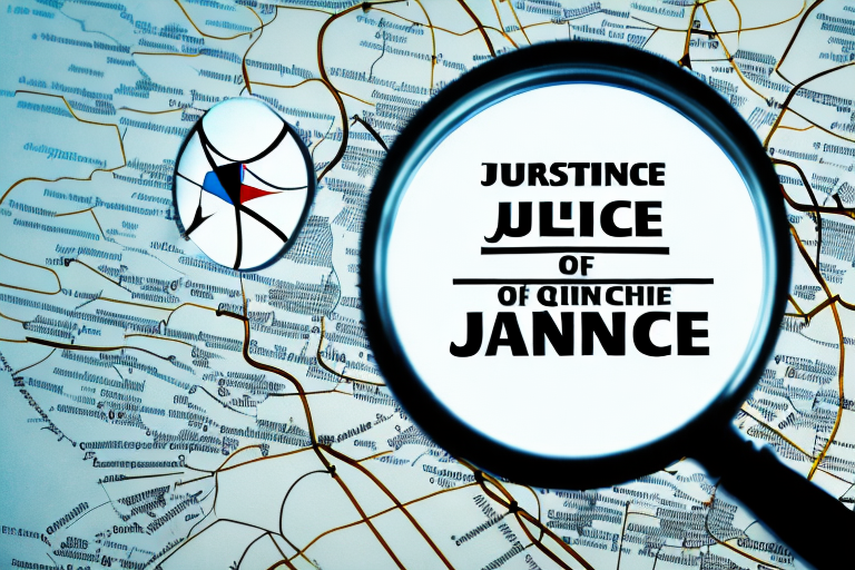 A balanced scale of justice placed on a map of spokane