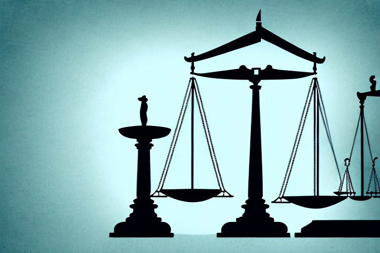 A balanced scale of justice on a backdrop of naples city skyline