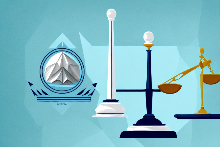 A balanced scale with a gavel on one side and a medical kit on the other
