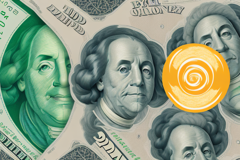 A balanced scale tipping towards a bundle of banknotes